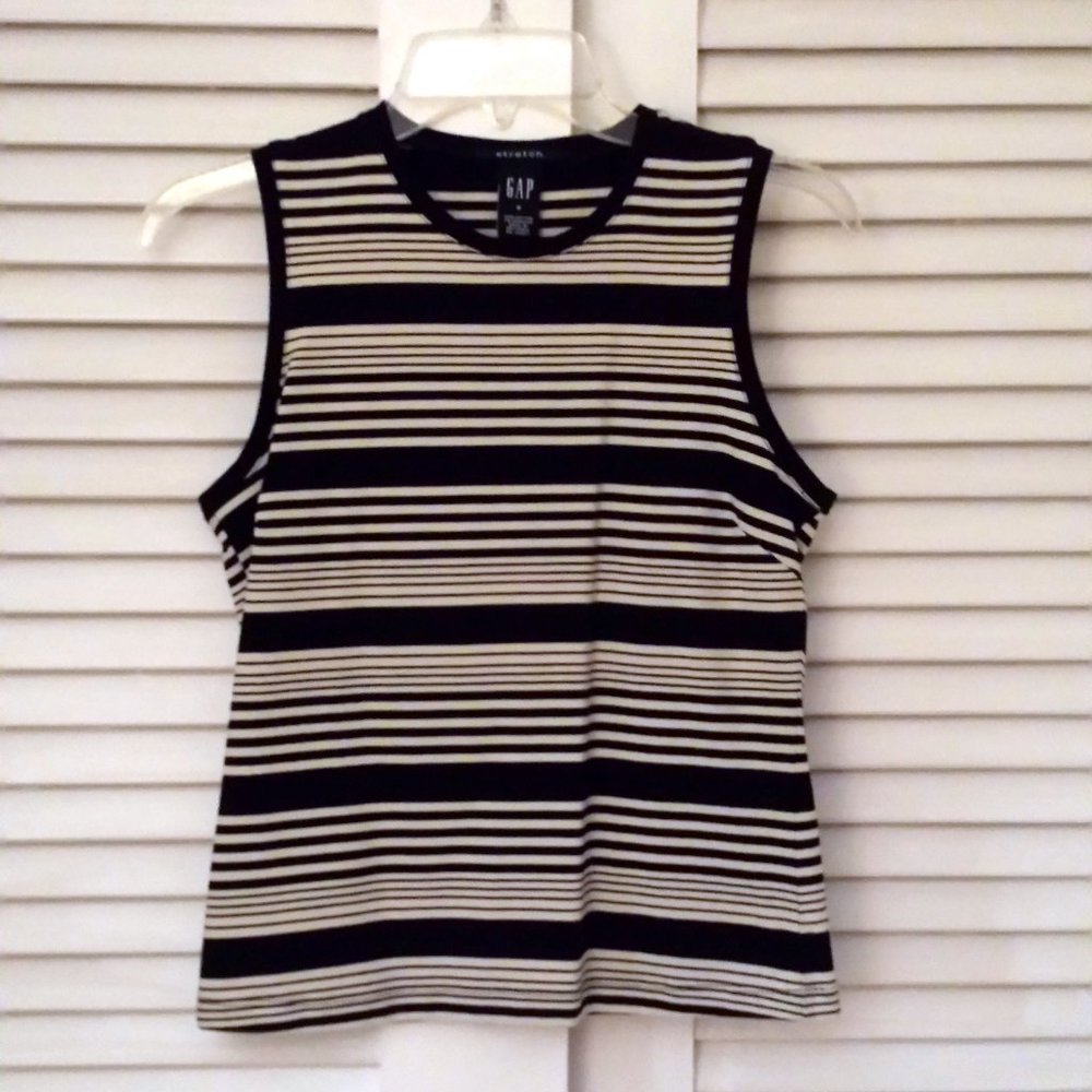 Gap, Stretch Black & White Sleeveless Top
